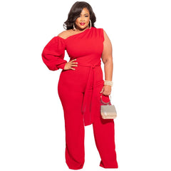 Summer Autumn Women's One Sleeve Jumpsuit Bodysuit 4XL