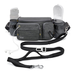 TUDEQU 4-in-1 Running Leash with Large Fanny PackAround The Waist Dog Leash Belt Fanny Pack for Dog Walking