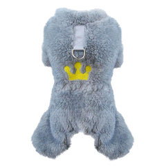 Izefia Dog Sweater Dog Clothes Fleece Dog Woolen Sweater Winter Warm Sweat Shirt 4 Legs Jumpsuit Pajamas Crown Princess Dog Sweater for Small Dog Medium Dog Cat Grey XXL
