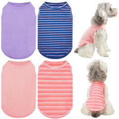 XPUDAC 4 Pack Dog Clothes Waffle Dog Shirts for Small Dogs Breathable Stretchy Dog Tank Top Vest Lightweight Cat Shirt Pink Purple-Large