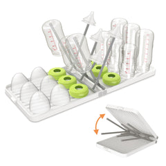 YOTIME Baby Bottle Drying Rack with Drainer Foldable & Space Saving Drying Rack for Baby Bottles Nipple and Accessories White