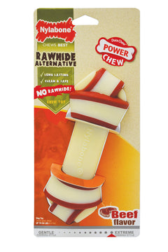 Nylabone Power Chew Rawhide Knot Bone Alternative Nylon Chew Toy for Dogs Dog Toys for Aggressive Chewers Beef Flavor Large/Giant (1 Count)