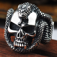 Men's Vintage Personalized Python Skull Ring