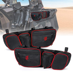 Xprite UTV Front Side Door Storage Bags for 2017 2018 2019 2020 Can-Am Maverick X3 Max XRS XDS Turbo R Off-road Multi-Purpose Organizer Pocket w/Cup Phone Holder & Removable Knee Pad - Redlining