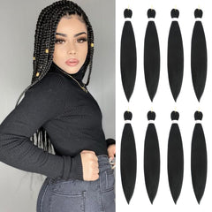 Braiding Hair 24 Inch 8 Packs Braiding Hair Pre Stretched Long Braiding Hair For Braiding Twist Hair Pre Stretched Braiding Hair For Crochet Braids Hot Water Setting Soft Yaki Texture(24Inch1B)