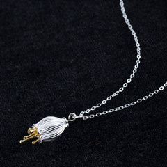 S925 Silver Flower Pendant Vintage Style Necklace