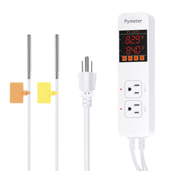 Pymeter Dual Probe Plug in Temperature Controller Heat Mat Thermostat Reptile Temp Controlled Outlet for Terrarium Aquarium Brewing Seedling Germination and Greenhouse