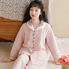 Women's Soft Cotton Pajama Set for Autumn and Winter