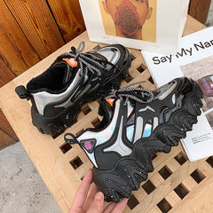Trendy Women's Chunky Sole Sneakers with Colorful Sole