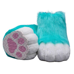Furry Faux Animal Paw Slippers Cosplay Animal Cat Wolf Dog Fox Fur Costume Shoes Fursuit Fur Accessories Slippers KIG (Color : C Size : 8.5)