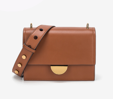 Women's Wide Strap Small Square Bag with Half-Circle Buckle