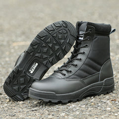 Tactical Black High-Top Combat Boots for Outdoors