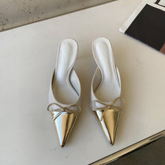Color-blocking Pointed High-Heeled Sandals
