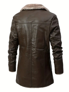 Plus Size Men's Faux Leather Business Coat for Winter