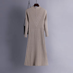 Long Knit Sweater Dress for Women with Overcoat