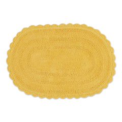 DII Crochet Collection Reversible Bath Mat Small Oval 17x24 Yellow