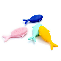 Premium Sensory Brush for Kids or AutismSoft Silicone Body Scrubber2 in 1 Sensory Room Occupational Therapy Sensory BrushesSilicone LoofahPets Shower Brush Bath Brush Shampoo Brush(whale-teal)