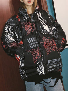 2019 Autumn Winter Hip-Hop Anime Print Oversized Jacket