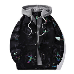 Plus Size Men's Hooded Bomber Windbreaker Jacket