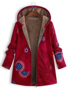 Hooded Plush Jacket with Print and Cozy Design