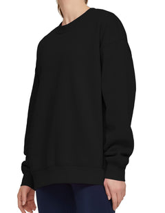 THE GYM PEOPLE Womens Fleece Crewneck Sweatshirt Loose fit Soft Oversized Pullover Sweatshirt(Black Small)