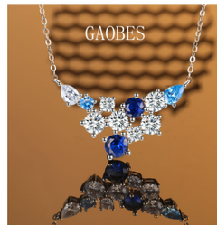Exaggerated Gemstone Flower Long Necklace for Women
