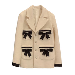 Chic Bow Knot Wool Coat for Winter - Youthful Design