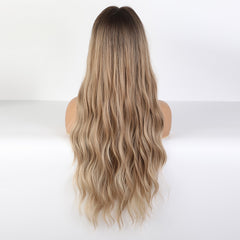 Golden Unicorn Long Wavy Heat-Resistant Wig with Bangs