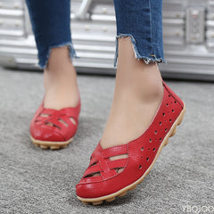 Fashionable Genuine Leather Slip-On Flats for Women