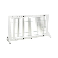 TRIXIE Freestanding Pet Gate with Pet Door Wood and Wire Adjustable Width 22.5 in Height White