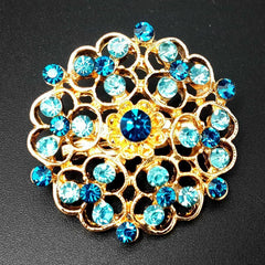 24pc Vintage Brooch Lot Mixed Alloy Rhinestone Crystal Pins Wedding Bouquet DIY