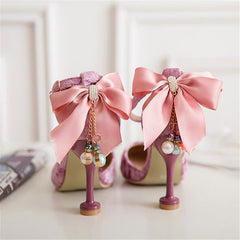 Kids' Pearl Party High Heel Shoes with Bowknot