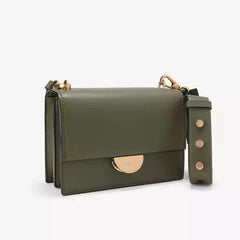 Women's Wide Strap Small Square Bag with Half-Circle Buckle