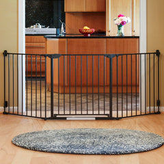 Qdos Safety Construct-A-SafeGate Wide Baby Gate - Meets Tougher European Standards - Create Customized Safe Spaces around Fireplaces Large Openings Stairways - Includes a door and 2 sections | Slate