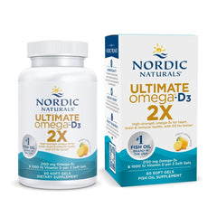 Nordic Naturals Ultimate Omega 2X with Vitamin D3 Lemon Flavor - 60 Soft Gels - 2150 mg Omega-3 + 1000 IU D3 - Omega-3 Fish Oil - EPA & DHA - Brain Heart Joint & Immune Health - 30 Servings