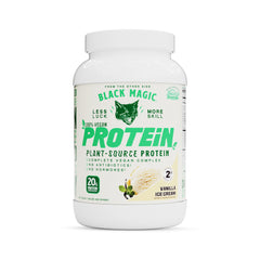 Black Magic Plant-Source 100% Vegan Protein - Keto Low Sugar Dairy Free Protein - Pre/Post Workout - Vanilla Ice Cream - 20g Protein - 2 LB