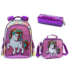 New Cute Cartoon Sequin 16-Inch Backpack Set for Kids