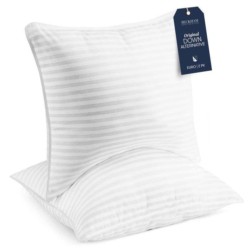 Beckham Hotel Collection Euro Size Throw Pillows (Set of 2) 26 x 26 Down Alternative Pillow Insert for Bed Couch and Sofa