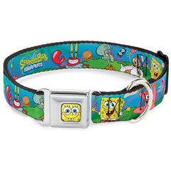 Buckle-Down Seatbelt Buckle Dog Collar - SpongeBob and Friends/Logo - 1" Wide - Fits 15-26" Neck - Large