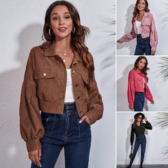 Women's Corduroy Lantern Sleeve Jacket for Fall/Winter