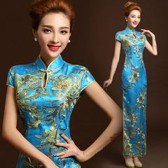 2020 Autumn Winter New Bride Red Long Cheongsam Dress