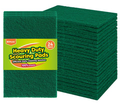 UNIMADE Heavy Duty Scouring Pads 24Pcs Household Scour Pads for Kitchen Garage and Outdoors Reusable Dish Scrubber Pads for Pan and Metal Grill - Green