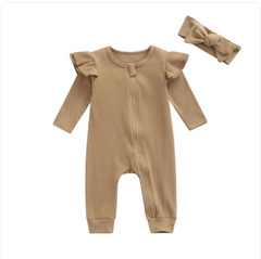 Newborn Baby Rompers – Solid Color Long-Sleeve Jumpsuit (4 Colors)