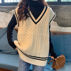 Autumn Winter College Style V-Neck Sweater Vest