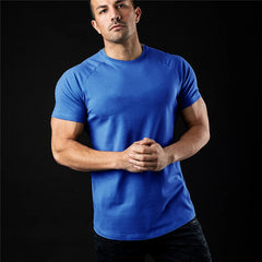 Solid Color Short Sleeve Fitness T-Shirt for Men