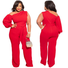 Summer Autumn Women's One Sleeve Jumpsuit Bodysuit 4XL