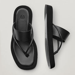 Women's Cowhide Platform Flip Flops and Herringbone Slippers