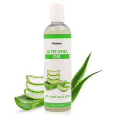 Norimax Natural Aloe Vera Gel for Hair Scalp Face Dry Skin Sunburn & Sensitive Skin - Cold Pressed Vegan Unscented - Soothing Aloe Face Moisturizer (10 oz.)