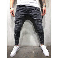 Slim-fit Men's Biker Pants with Graffiti Design