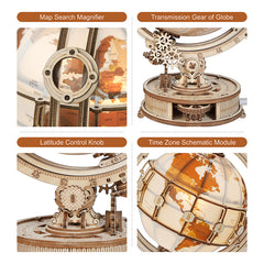 3D Wooden Puzzle Globe Assembly Model DIY Toy